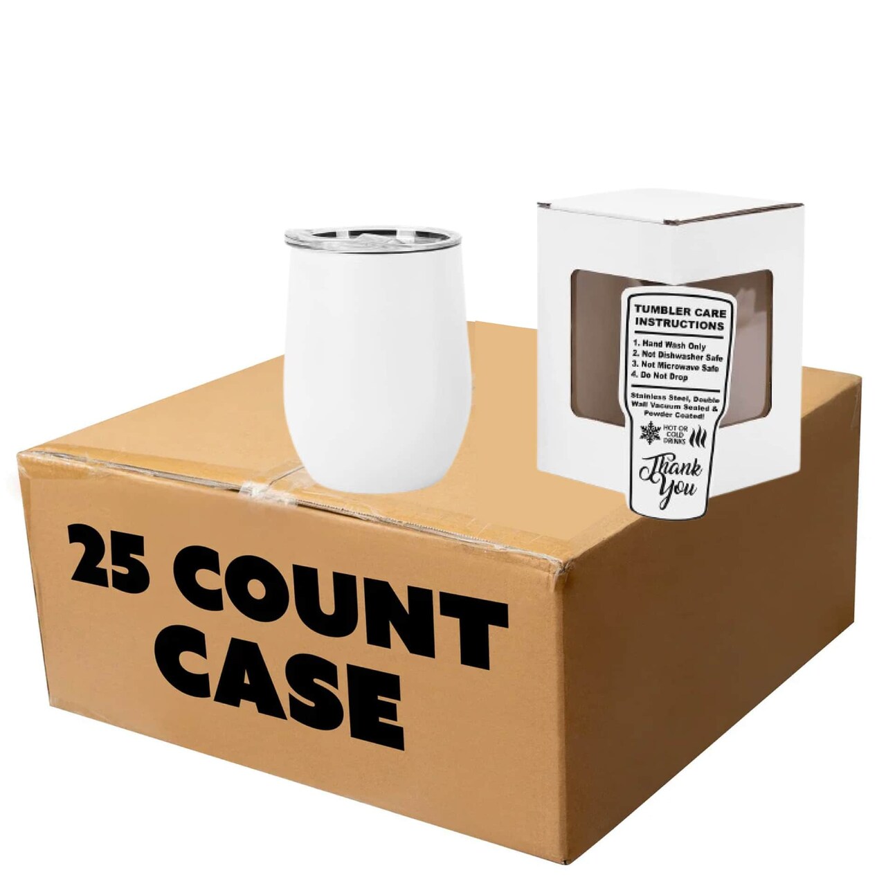 Makerflo 12 oz Powder Coated Wine Tumbler with Leak-Proof Clear Lid, Ideal for Craft and Personalization (Laser Engraving, UV DTF, Epoxy, and Vinyl)